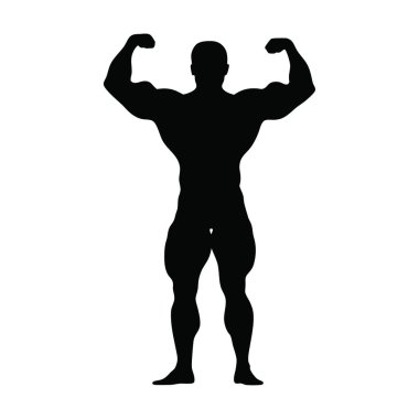 Vücut geliştiren adam silueti. Vektör çizimi. spor ve vücut geliştirme kavramı.