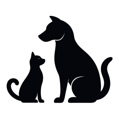 Siyah siluet kedilerin vektör çizimi
