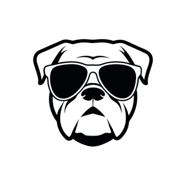 gözlüklü pug dog, vektör illüstrasyon, illüstrasyon