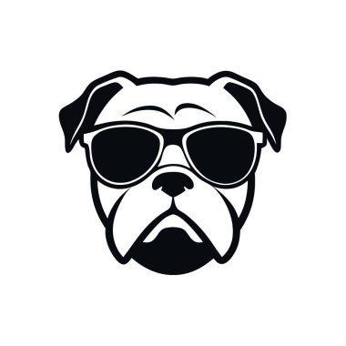 pug köpek kafası logosu tasarım şablonu çizimi