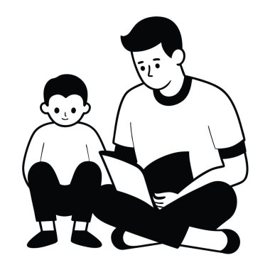 baba ve oğul kitap vektörü çizimi