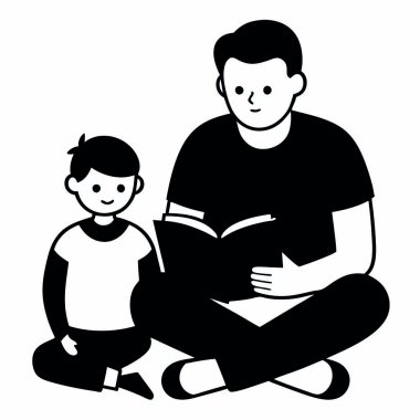 baba ve oğul kitap vektörü illüstrasyonu okuyorlar