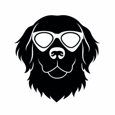 Güneş gözlüklü ve gözlüklü köpek, vektör illüstrasyonu.