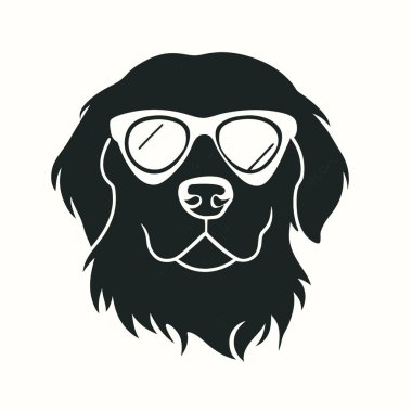 Gözlüklü köpeğin vektör çizimi.