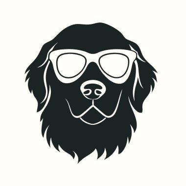 Gözlüklü köpek, vektör illüstrasyonu.