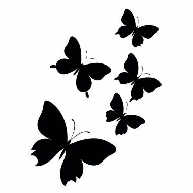 Kelebek silueti beyaz arka planda izole edilmiş. Vektör