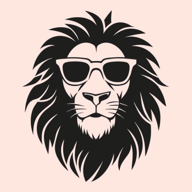 Güneş gözlüklü aslan. vektör illüstrasyonu.