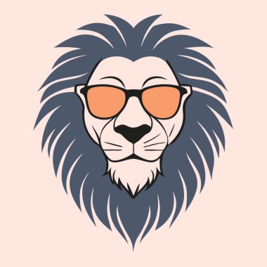 Güneş gözlüklü aslan, el çizimi vektör çizimi