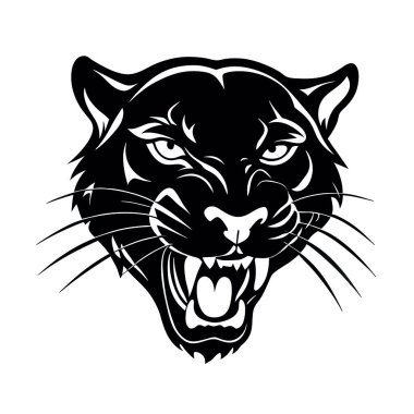 Beyaz arka planda siyah kaplan kafası silueti