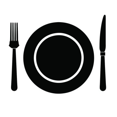 tabak ve çatal bıçak takımı izole edilmiş simge, vektör illüstrasyon tasarımı