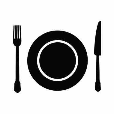 Tabak ve bıçak ikonu. vektör illüstrasyonu