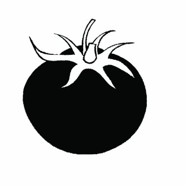Beyaz arka planda siyah gölgeli domates silueti