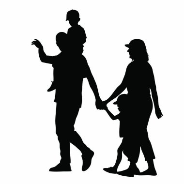 Çocuk yürüyüşüyle aile silueti