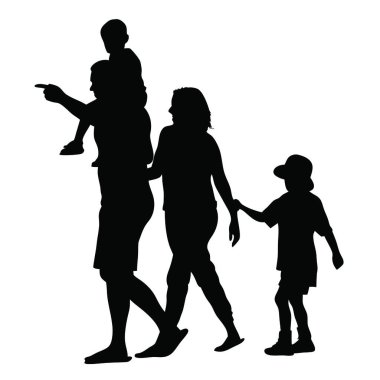 Beyaz arkaplanda vektör siluet ailesi.