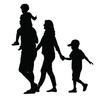 beyaz zemin üzerinde bir ailenin siluet vektör.