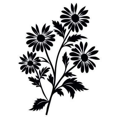 beyaz zemin üzerine siyah çiçek