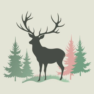 Ormandaki bir geyiğin vektör çizimi