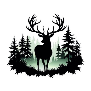 Orman geçmişi olan geyik silueti..