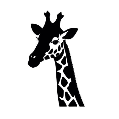 Beyaz arka planda zürafa silueti. vektör illüstrasyonu