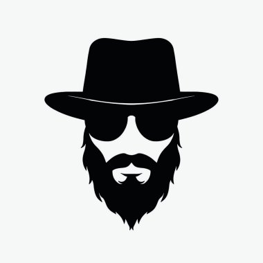 Bir adamın yüzünün siyah ve beyaz silueti. Adamın bıyığı ve sakalı var ve fötr şapka takıyor.)