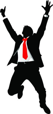 Havaya zıplayan bir iş adamının resmi