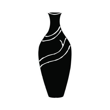 siyah vazo simgesi, basit biçim.
