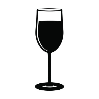 şarap camı siluet vektör çizimi tasarımı