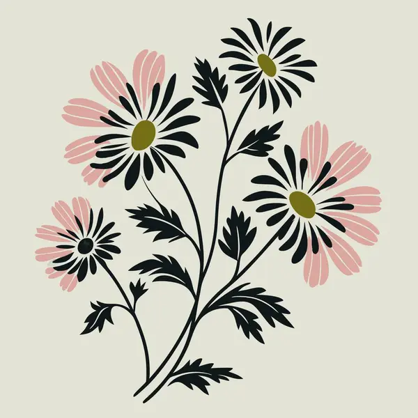 Çiçek desenli çiçekler ve yapraklar