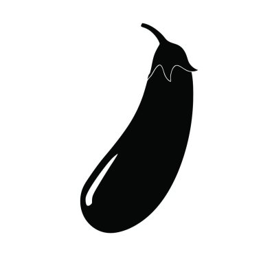 Patlıcan ikonu. Beyaz üzerine patlıcan vektör simgesinin siyah çizimi.