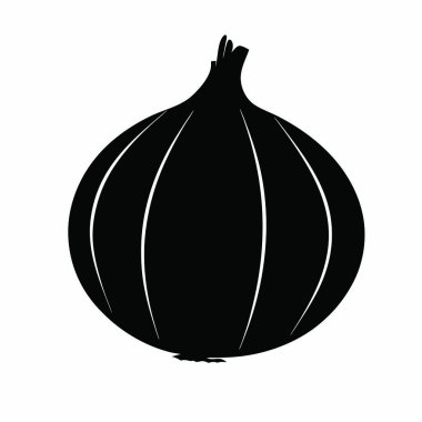 Soğan. Vektör çizimi. Siyah siluet beyaz arkaplanda izole edildi.