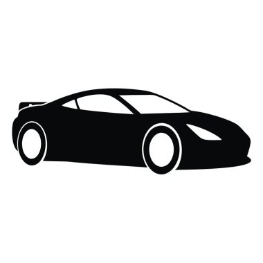 beyaz arkaplanda siyah beyaz araba simgesi