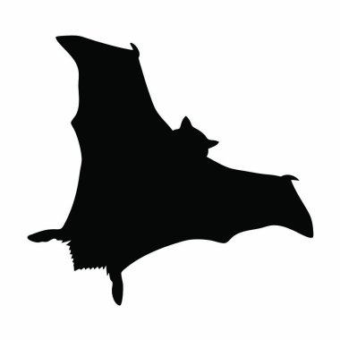 Beyaz arka planda uçan bir yarasanın silüeti