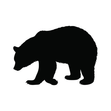 Beyaz arkaplanda izole edilmiş siyah ayı silueti