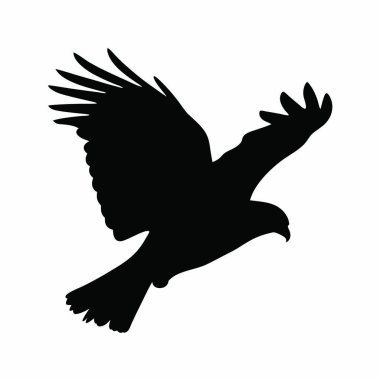 Siyah kartal silueti. Kartal ikonu. vektör illüstrasyonu