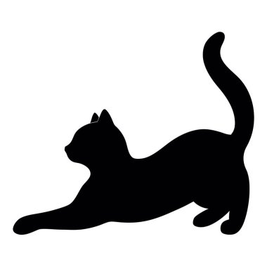 Beyaz arkaplanda bir kedinin vektör silueti