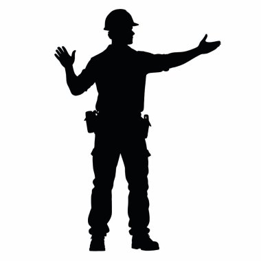 Beyaz arka planda çalışan erkek silueti.