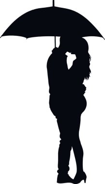Şemsiyeli genç bir kadının silueti.