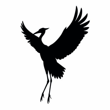 Beyaz arkaplanda siyah leylek silueti