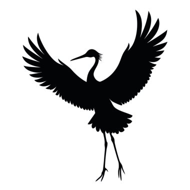 Beyaz arkaplanda siyah leylek silueti izole edildi