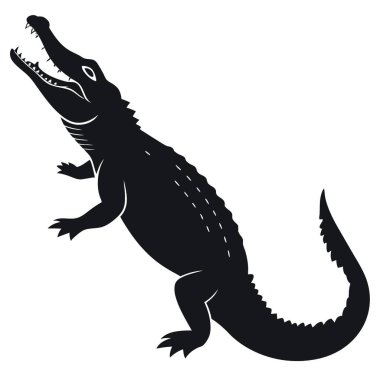 Beyaz zemin üzerinde siyah bir timsahın vektör görüntüsü