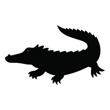 siyah timsah simgesi, basit biçim.