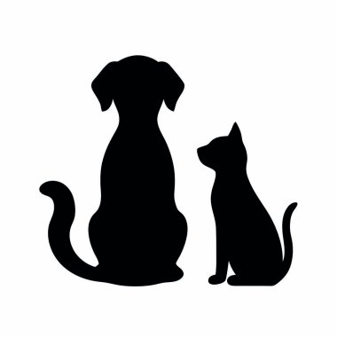 Beyaz arkaplanda köpek silueti.