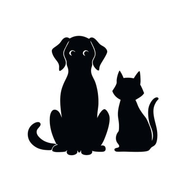 Siyah beyaz köpek. vektör illüstrasyonu.