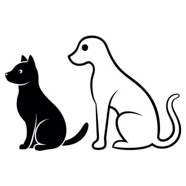 Bir kedi ve köpeğin silueti..