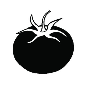 Domates vektör çizimi. Siyah ikon. Şeffaf arkaplanda izole edilmiş. domates simgesi tasarımı.