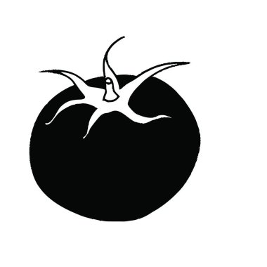 Siyah ve beyaz bir elmanın vektör çizimi