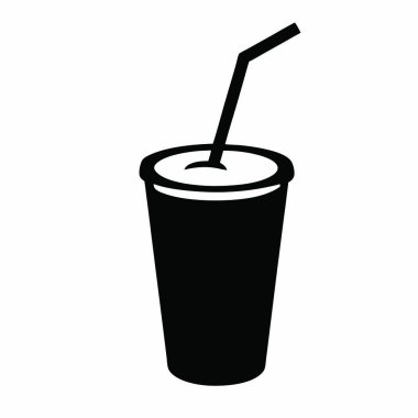 Soda ikonu. Beyaz arkaplanda izole edilmiş içki vektörü simgesinin siyah çizimi