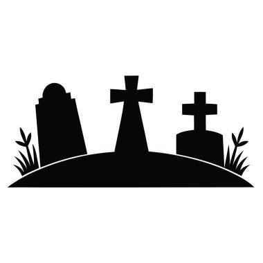 mezar simgesi, beyaz arkaplan ile siyah vektör işareti
