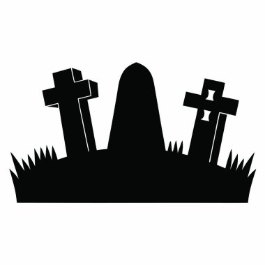 Mezar ikonu. Siyah ve beyaz çizimler. mezar taşı simgesi vektörü