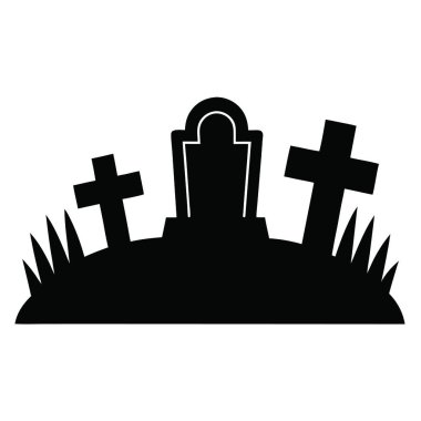 Mezarlık mezarı ikonu. Beyaz arkaplanda izole edilmiş web tasarımı için cenaze mezar vektör simgesinin basit çizimi